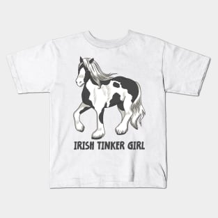 Horse Riding Horse Lover Horse Girl Irish Tinker Girl Kids T-Shirt